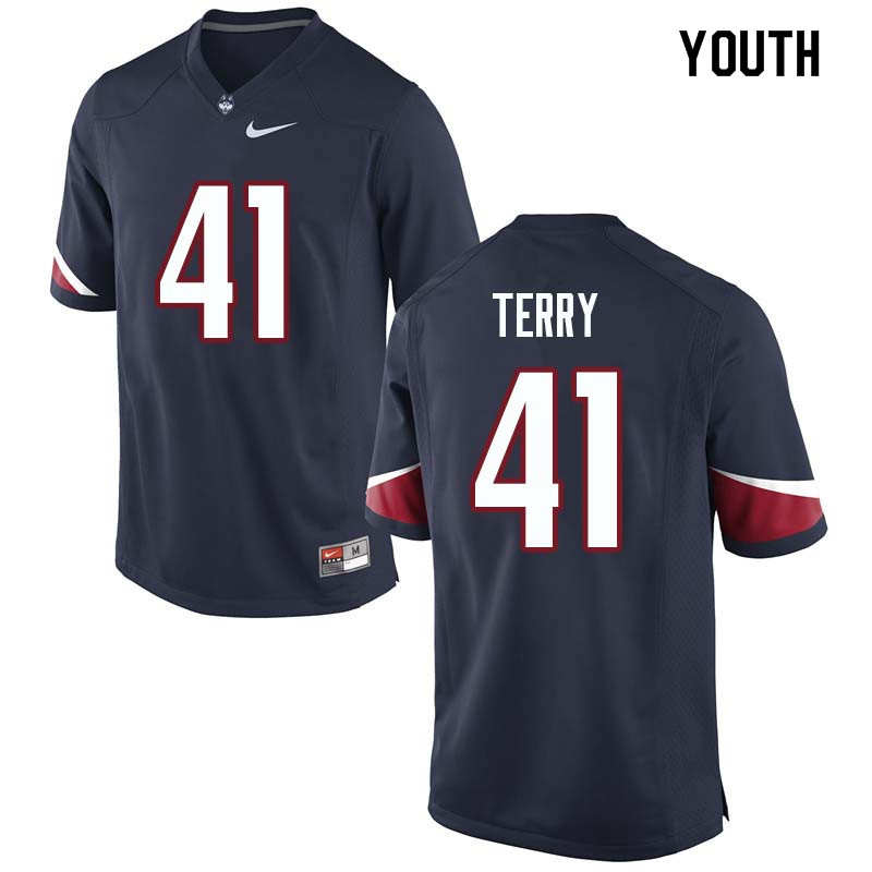 Youth #41 Marshe Terry Uconn Huskies College Football Jerseys Sale-Navy
